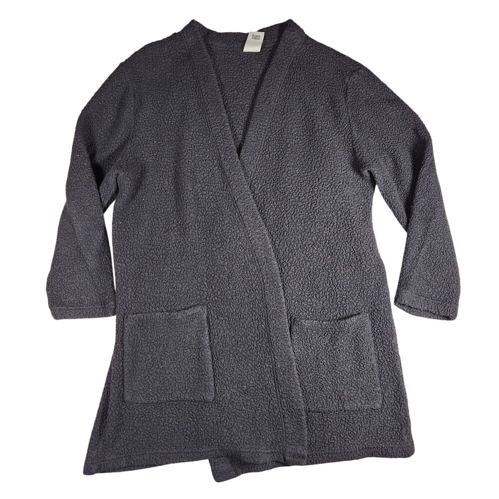 VS PINK Black Plush Sherpa Robe Women’s Loungewear Cozy - XS / Small